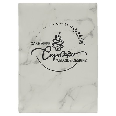 7" x 9 1/2" White Marble Leatherette Sketch Book-Unlined Paper