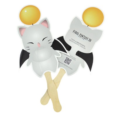 Custom Cat Shape Paper Wedding Fan with Wood Handle