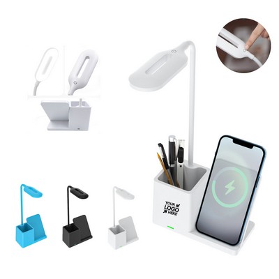 Wireless Charging Desk Lamp w/Pen Holder