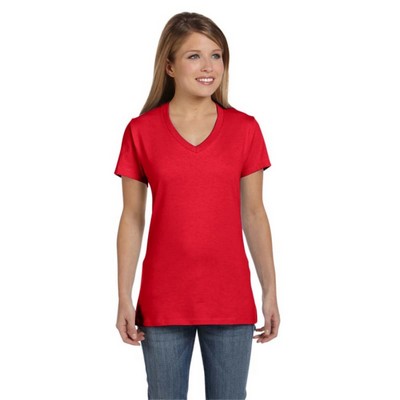 Hanes Ladies 45 Oz, 100% Ringspun Cotton Nano-T® V-Neck T-
