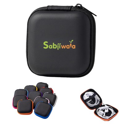 Portable EVA Headphone Case Square Tech Organizer Storage Bag