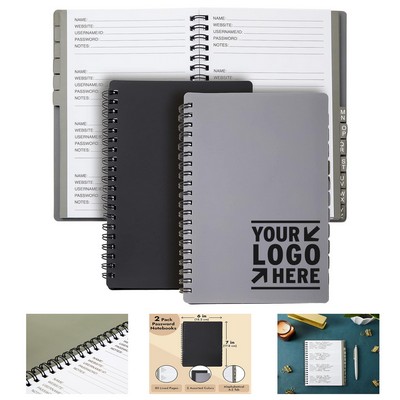 5 x 7" 80-Page Spiral Password Keeper with Alphabetical Tabs