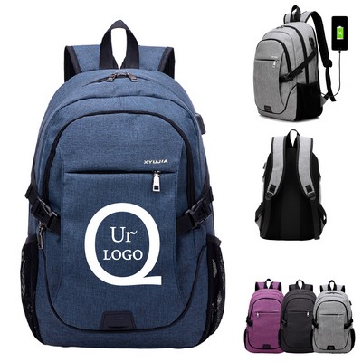 Multifunction Polyester Laptop Backpack w/ Mesh Side Pockets