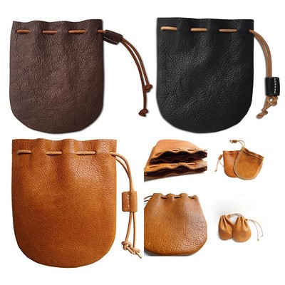 Fantastic Workmanship Genuine Leather Drawstring Coin Purse