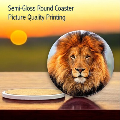 4.25" Semi-Gloss White Ceramic Round Coaster