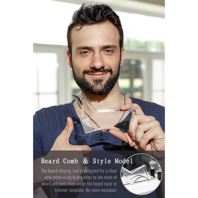 Men's Beard Shaping Tool With Inbuilt Comb Transparent Template Styling Comb Templates