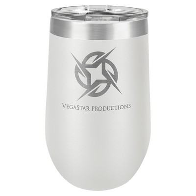 White Polar Camel™ 16 oz Stemless Wine Tumbler with a Clear Lid