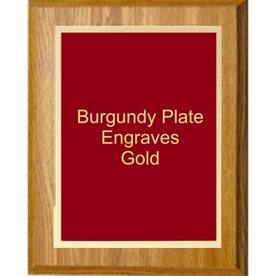 Oak Plaque 5" x 7" - Simplicity Plate Burgundy/Gold 4" x 6" Plate