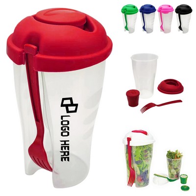 Food-Grade Plastic 26Oz Salad Food Storage Cups W/ Fork