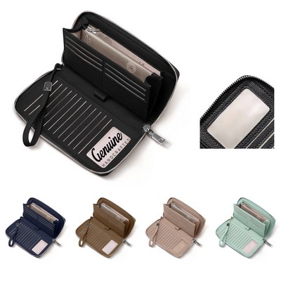 Leather Large Capacity Zip Around Wallet