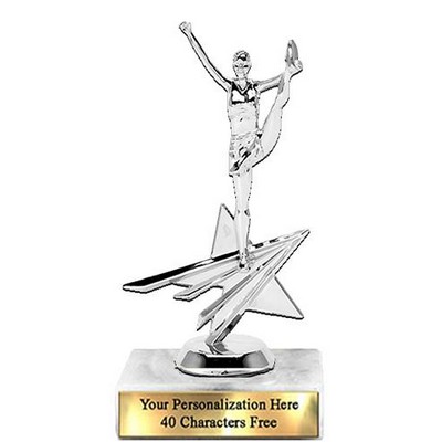 Trophy 7", 2X3 White Marble Base, All Star Cheer