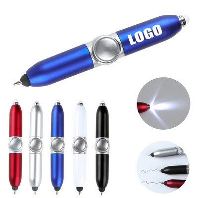 Plastic Stress Relief Spinner Ballpoint Pen With LED