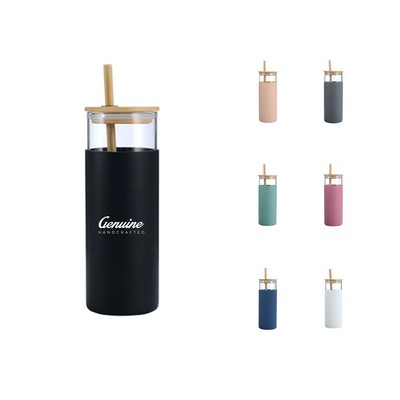 17 Oz Glass Tumbler with Lid and Straw