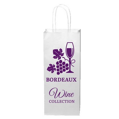 One Color 1-Sided White Paper Handled Shopper Bag (5.5" x 13" x 3.25")