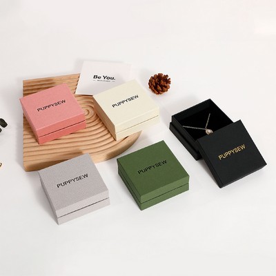 3.5" Lichee Pattern Jewelry Box Top And Bottom Box Boutique Gift Box w/Insert