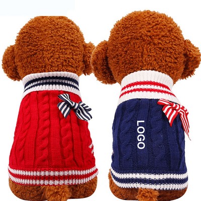 Small Dog Christmas Striped Sweater