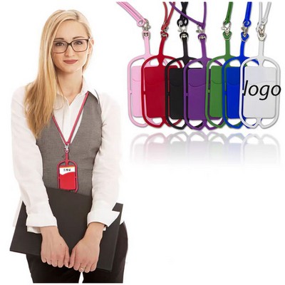 Silicone Neck Strap with Phone Pouch & Wallet