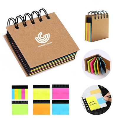 Spiral Kraft Cover Mini Notebook with Sticky Notes