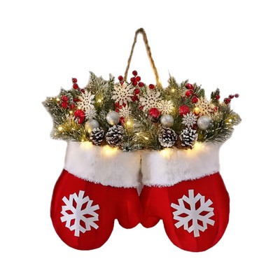 Twinkling Christmas Wreath Festive Light Up Holiday Door Decoration