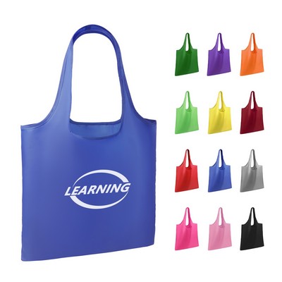 Polyester Reusable Shopping Tote Bag W/ Handles 13.8"x15"