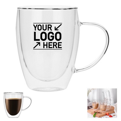 12 oz Double-Wall Clear Glass Coffee Mug