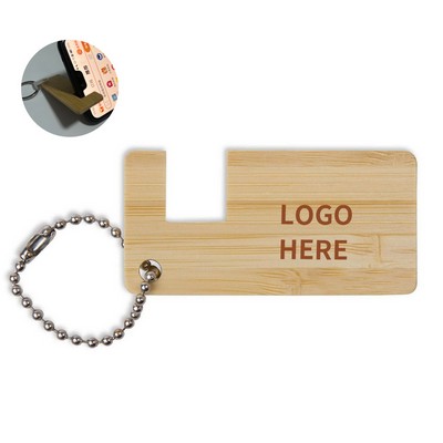 Sleek Bamboo Keychain Phone Stand
