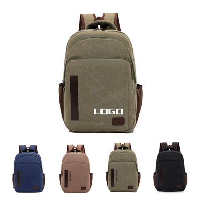 Stylish Large-Capacity Canvas Laptop Backpack for School