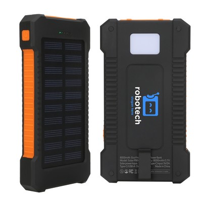 8000mAh Eco-Friendly Solar Powered Power Bank With LED Light