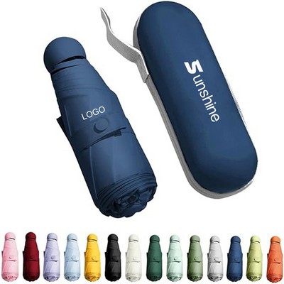 Mini Windproof Sun Rain Pocket Umbrella With Case