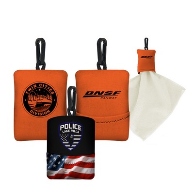 Custom Terry Microfiber Cleaning Cloth with Closable Neoprene Pouch (Caddy Cloth)
