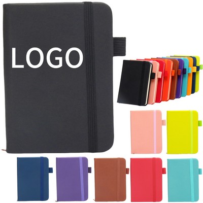 A7 Pocket Notebook W/ Pu Leather Cover&Elastic Strap