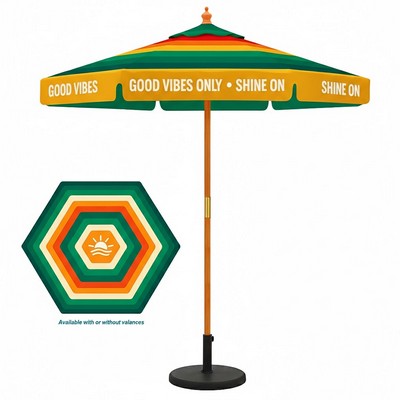 7' Custom Hardwood Market Umbrella