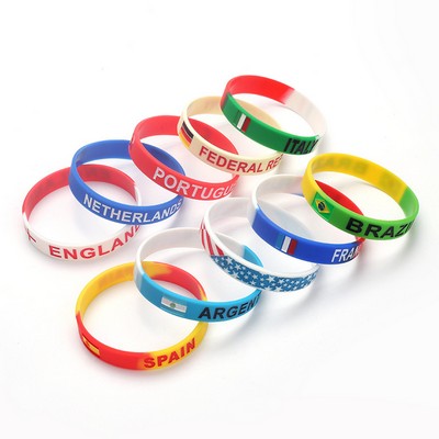 2026 World Cup Silicone Wristband Debossed Color Fill