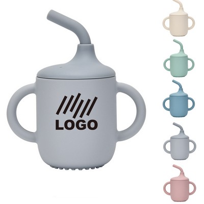 Silicone Baby Sippy Cup with Lid & Handle Non-Slip Base