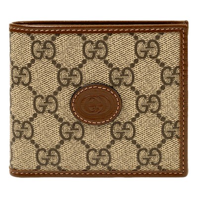 Gucci Interlocking G Leather Emblem Supreme Canvas Bifold Wallet