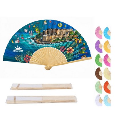 Personalized Hand Held Folding Bamboo Paper Fan