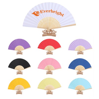 Bamboo Handheld Fan Double Sides Full Color