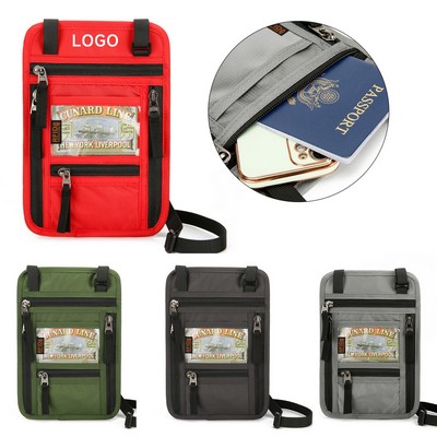 Travel Neck Wallet Passport Holder w/RFID Blocking