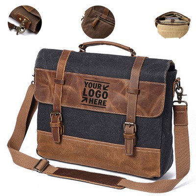 Classic Canvas and Leather Messenger Bag