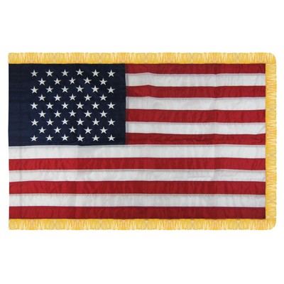 4' x 6' U.S. Indoor Nylon Flag with Pole Hem and Fringe