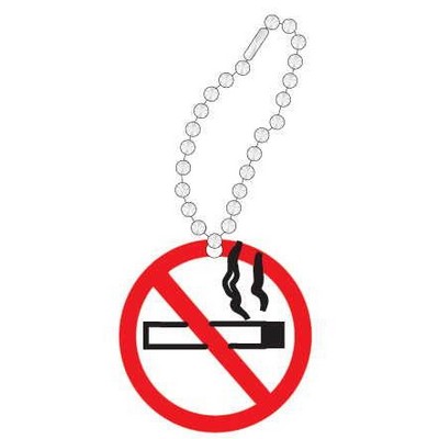 No Smoking Sign Promotional Line Key Chain w/ Black Back (3 Square Inch)