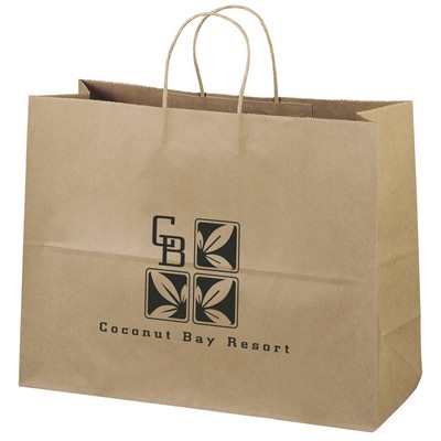 Eco Vogue - Kraft-Brown Shopper - Flexo Ink Print (16" x 6" x 12")