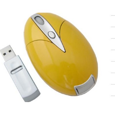 Yellow Plastic Wireless Computer Mouse (3.46"x2.08"x1.18")