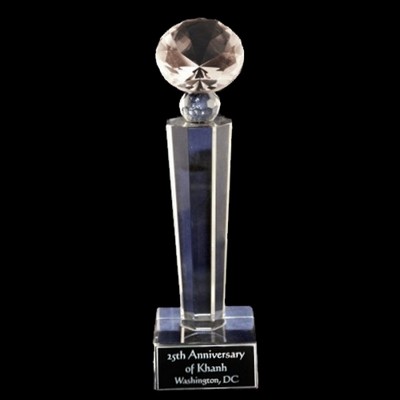 Crystal Engraved Award - 8" medium - Tuscany Diamond