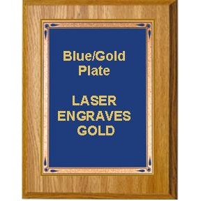Oak Plaque 10-1/2" x 13" - Blue/Gold Teardrop 8-1/2" x 11" Plate