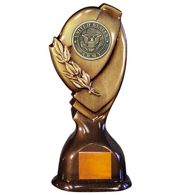 Stock Classic 10" Trophy with 2" US Army Coin and Engraving Plate