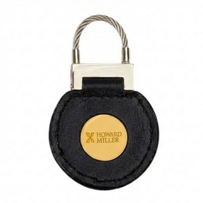 Eclipse Black 3/4" Continuity Leather Key Tag w/ Laser Quick Insert & Nickel Cable
