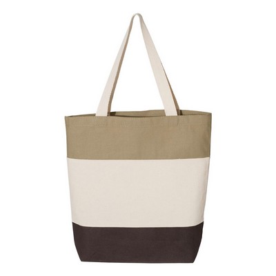 Q-Tees™ Canvas Tri Color Tote Bag (Blank)