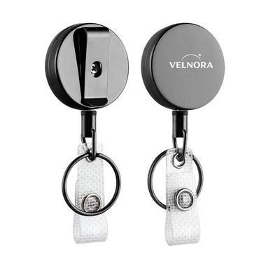 Retractable Badge Holder with Clip and Keyring