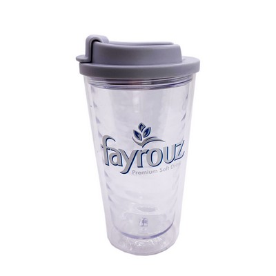16oz Double Wall Plastic Coffee Cup With Flip Lid